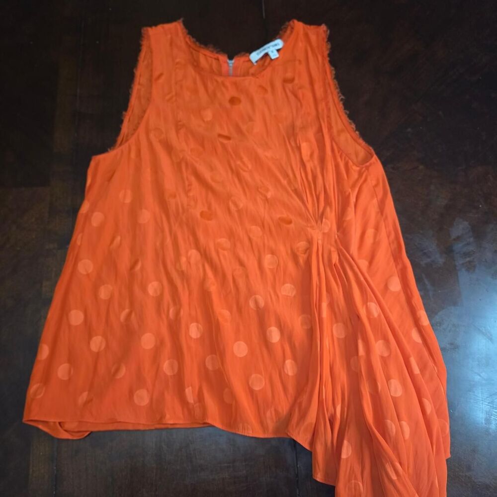Y2k Elizabeth and James Assymetrical Orange Polka Dot Blouse